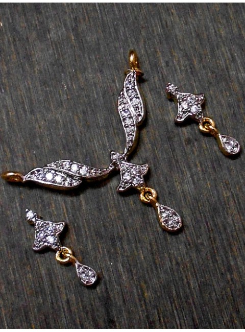 CZ Pendant With Earrings